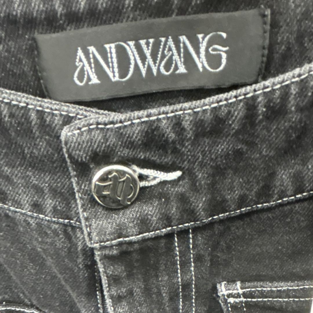 値下げ可】ANDWANG バックカットアウトデニムパンツ ブラック - メルカリ