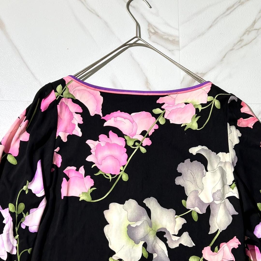 極美品✨レオナール カンカン L 花柄 ロング ワンピース トリム オペラ