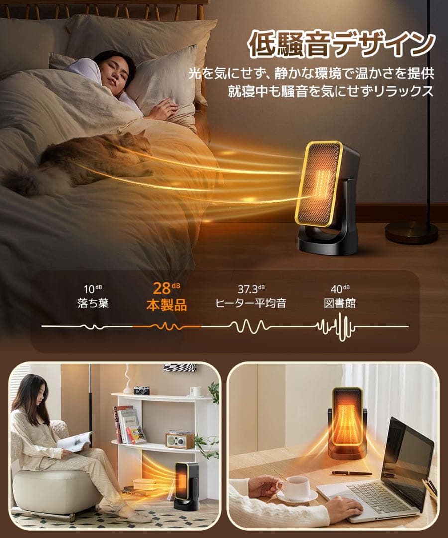 セラミックヒーター 2秒速暖 ECO節電＆省スペース 足元 ヒーター 省エネ