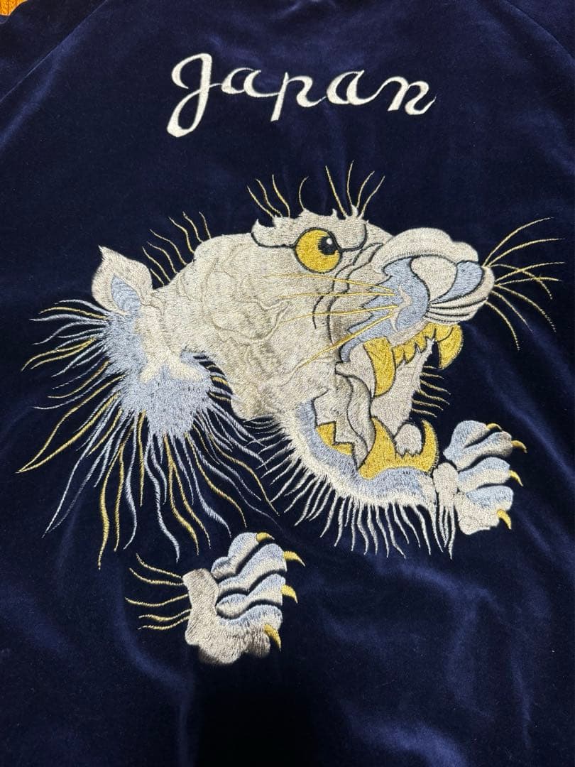 美品 テーラー東洋 別珍 スカジャン 白虎 日本地図 Lサイズ M18427