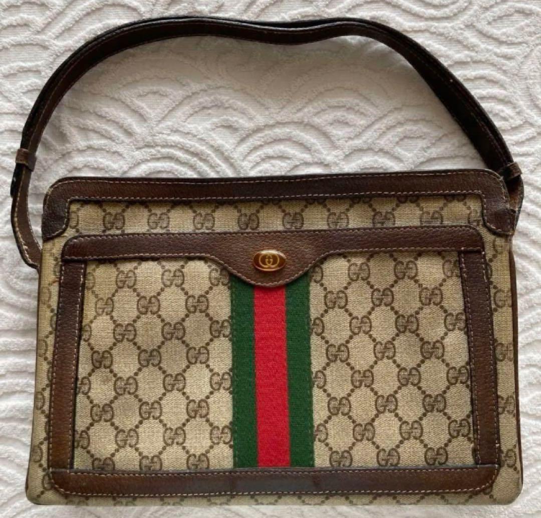 希少 GUCCI オールドグッチ ヴィンテージ シェリーライン GGロゴ 金具