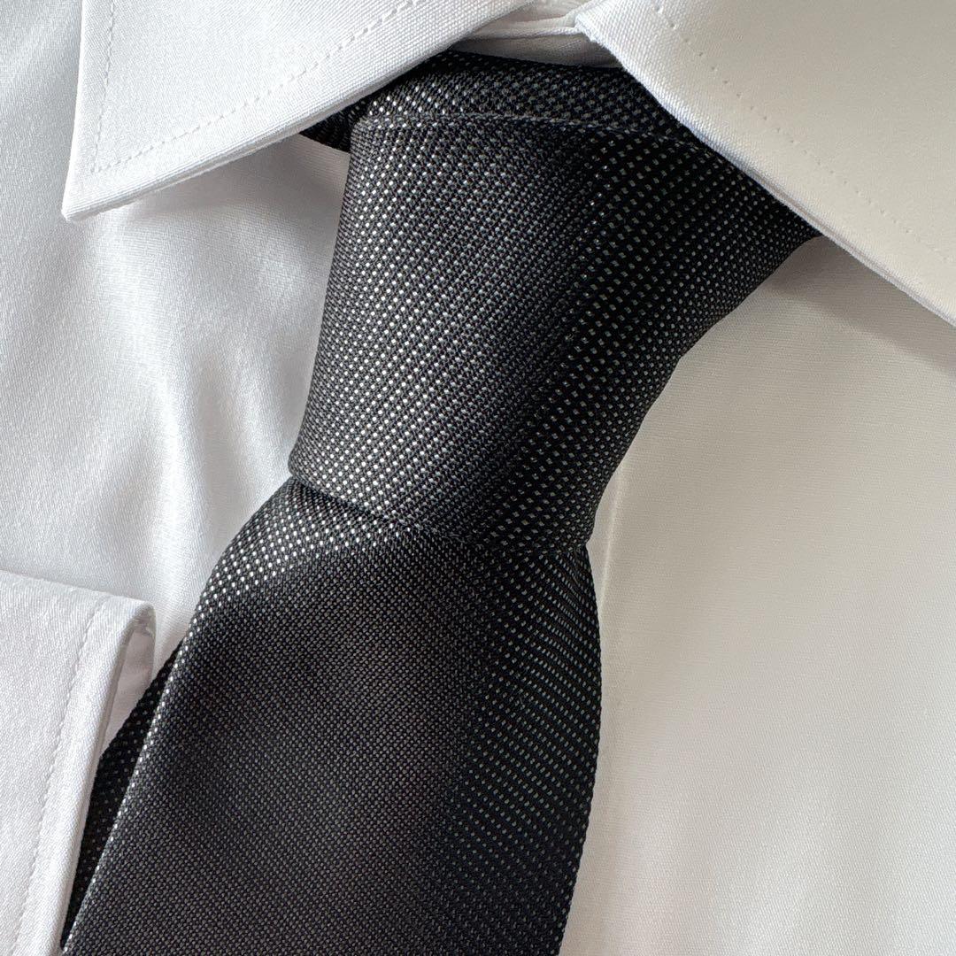 美品】ディオールオム ネクタイ ハイブランド 無地 ブラック エディ期