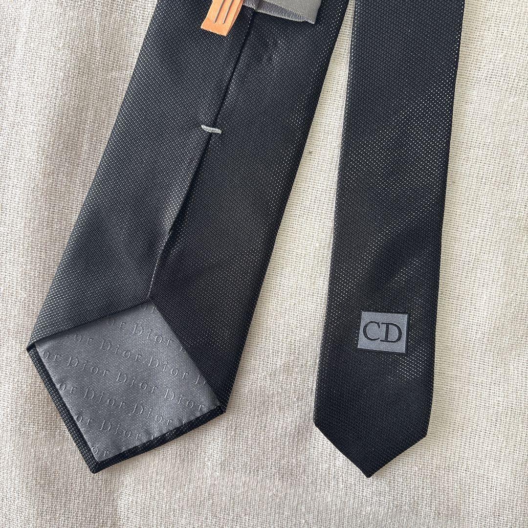 美品】ディオールオム ネクタイ ハイブランド 無地 ブラック エディ期