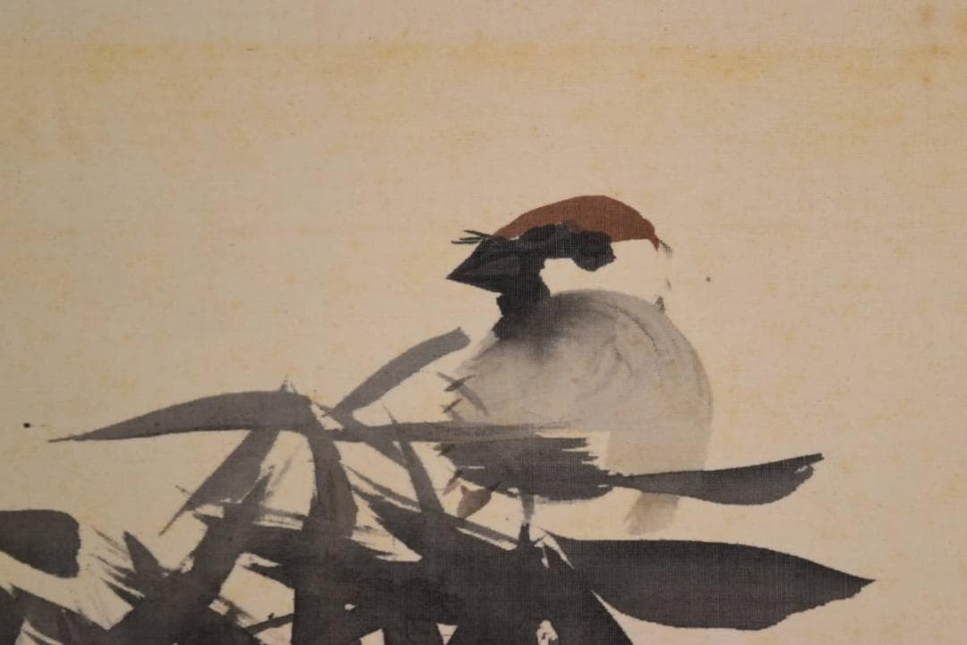 真作】西山翠嶂/竹に雀図/掛軸☆宝船☆AB-449