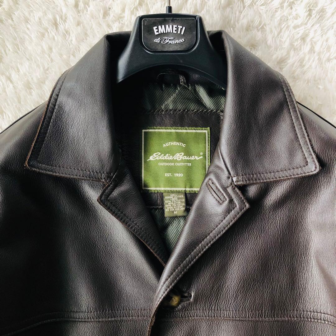 美品✨ エディーバウアー レザーコート 高級牛革 キルティング 艶感 濃