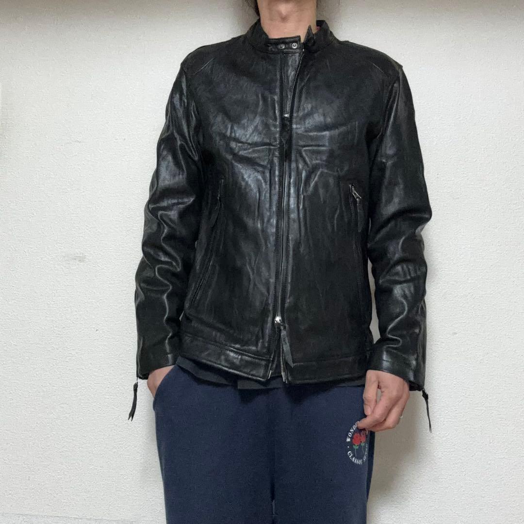 BACK NUMBERバックナンバー 加工シングルライダース レザージャケット
