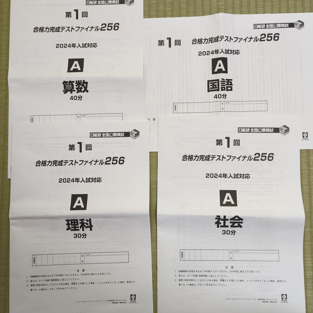 ☆希少☆日能研ファイナル256テスト(パターンAAAA、2024中学受験用