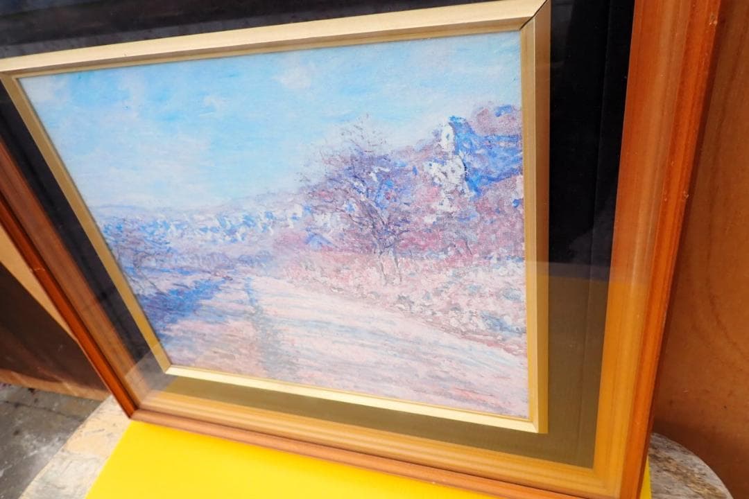 油絵 風景画 モネ《ラ・ロシュ・ギュイヨンの道》表記あり 1880年 額装