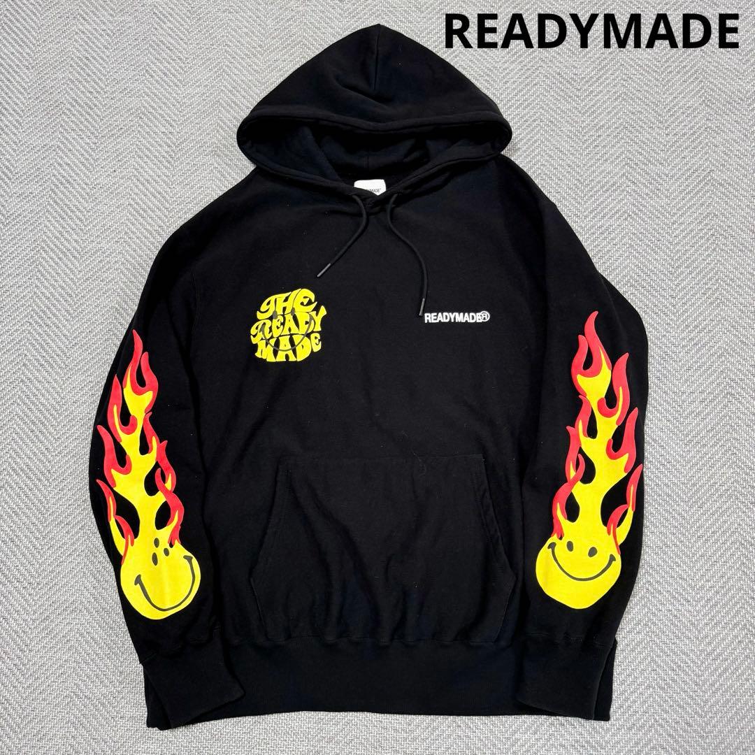 極美品 レディメイド スマイル フレイム ビッグパーカー ブラック XL READYMADE（レディメイド） 20SS Smile Hoodie スマイル フレイム