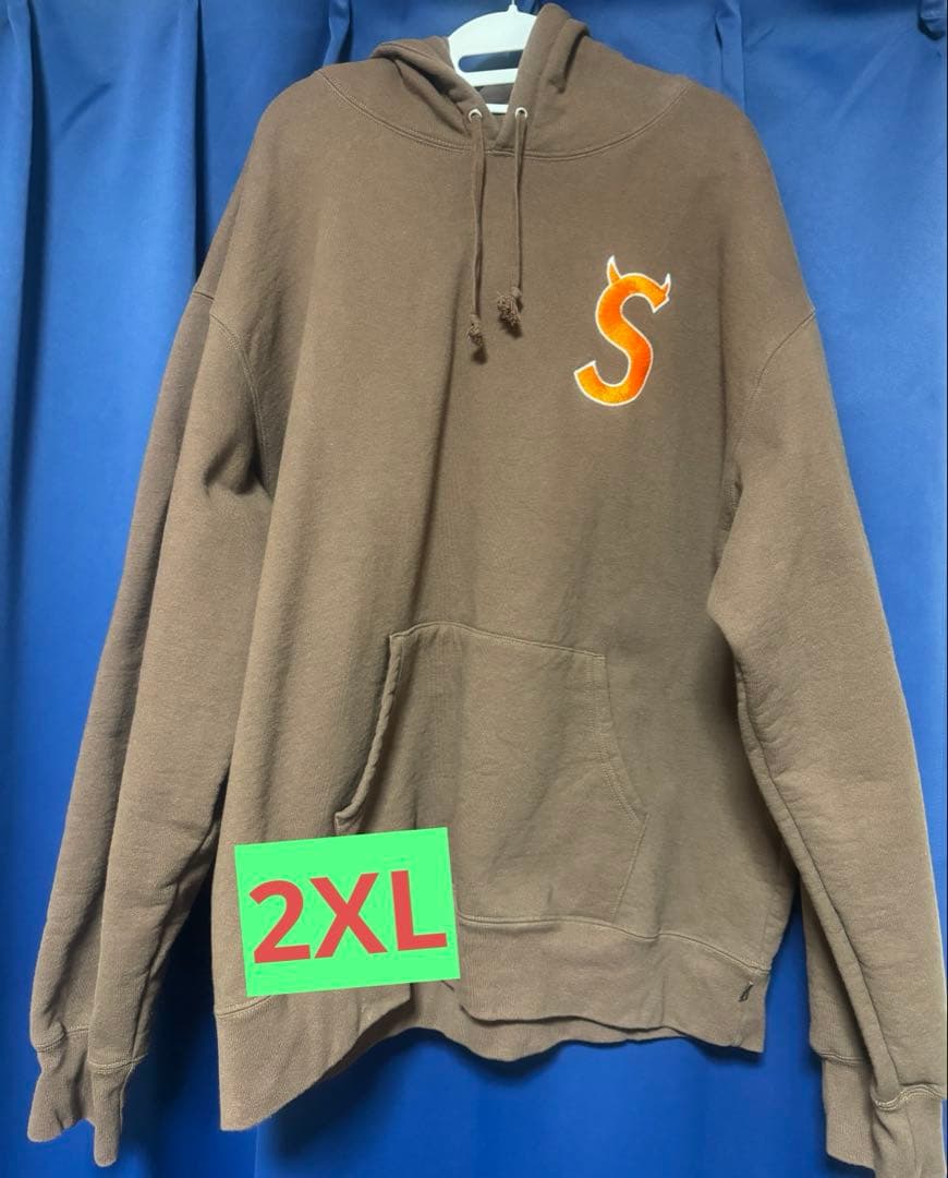 SUPREME Sロゴ 美品 ブラウン パーカー 堀米雄斗着用モデル 刺繍ツノ