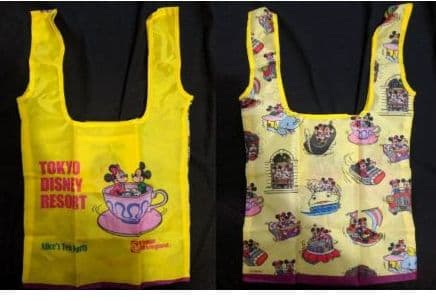 ディズニー カプセルトイ エコバッグ 黄色 新品 イエロー ディズニーランド限定 カプセルトイ レトロ柄 エコ