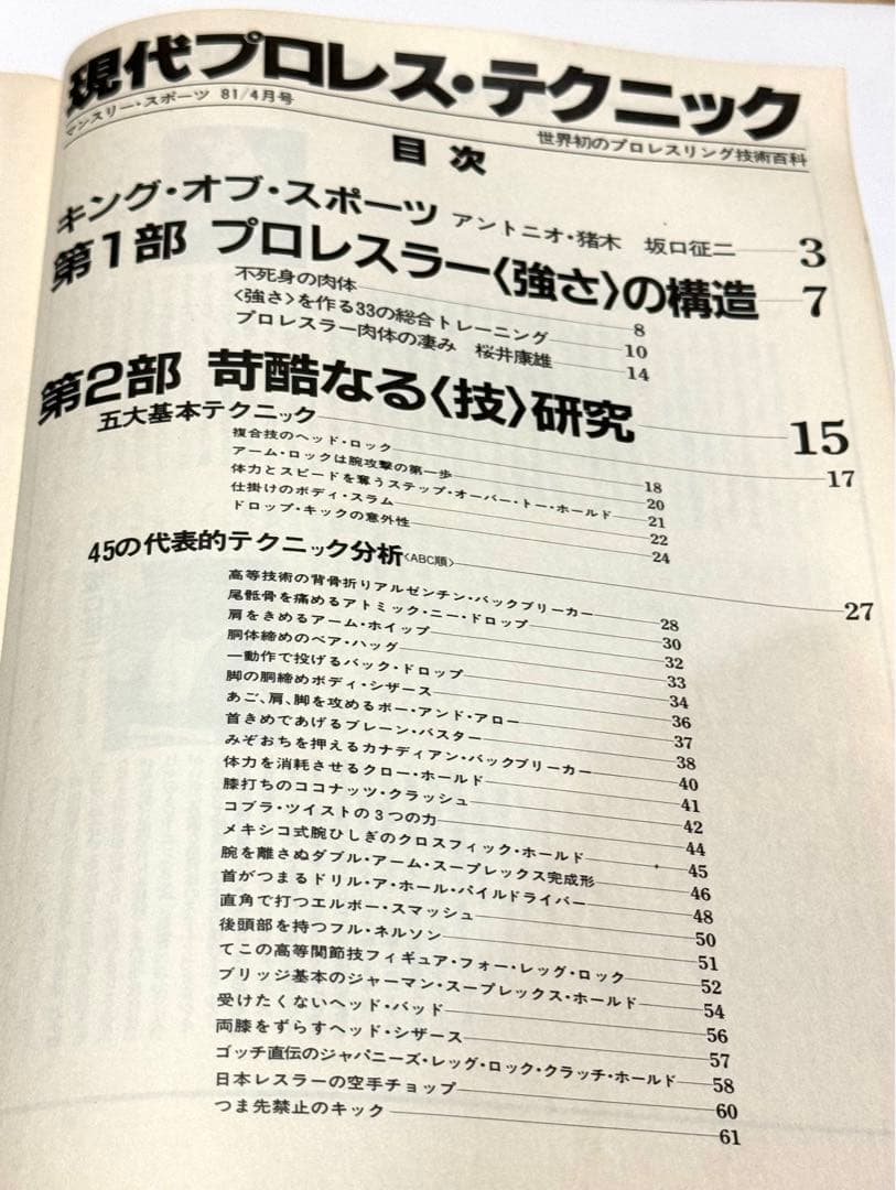 現代プロレステクニック 山本小鉄 監修 マンスリー・スポーツ 81年4月