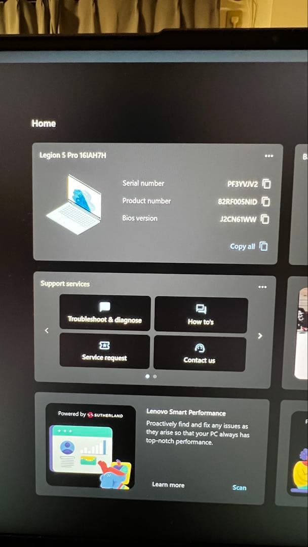 Windowsノート本体 Legion 5i Pro i7-12700H RTX3060 32GB 2TB
