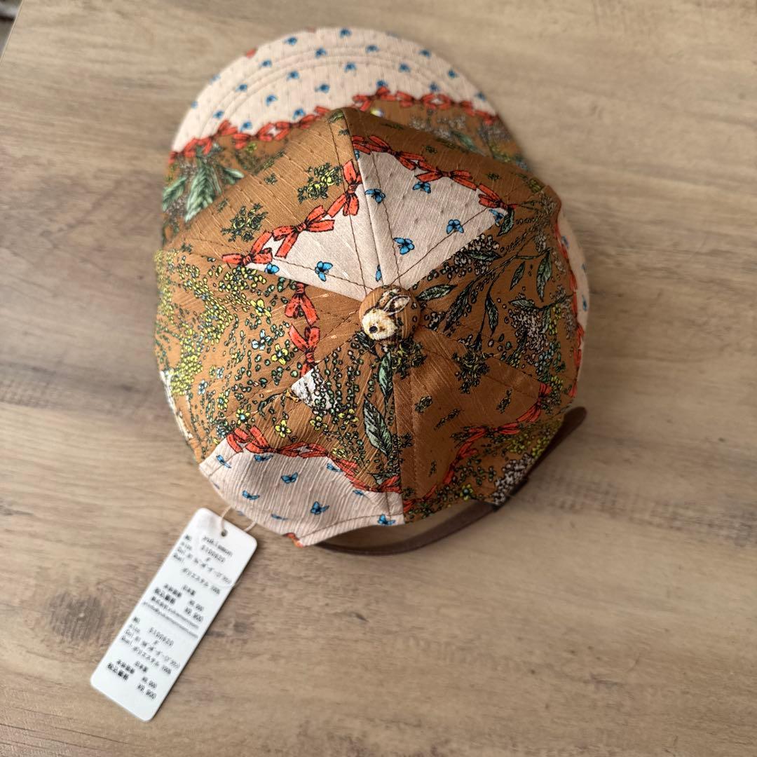 yukiemon テキスタイルキャップ リボンボーダー柄 ユキエモン