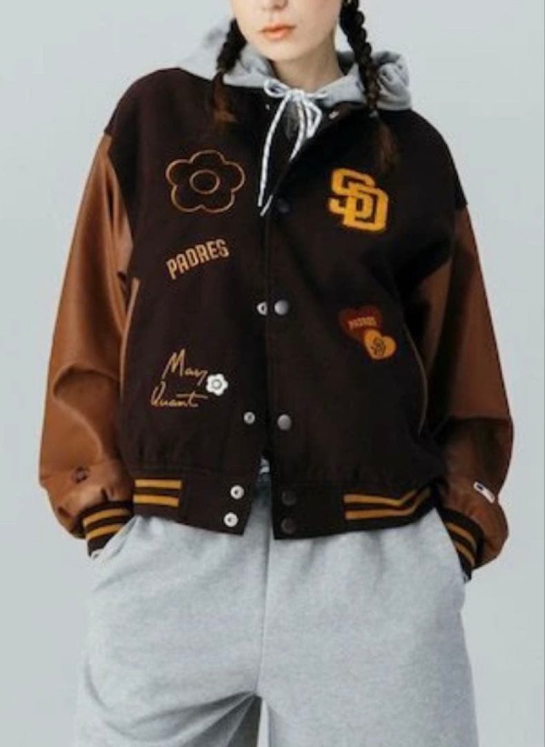 マリークワント スタジアムジャケット(ブラウン)サイズL - メルカリ