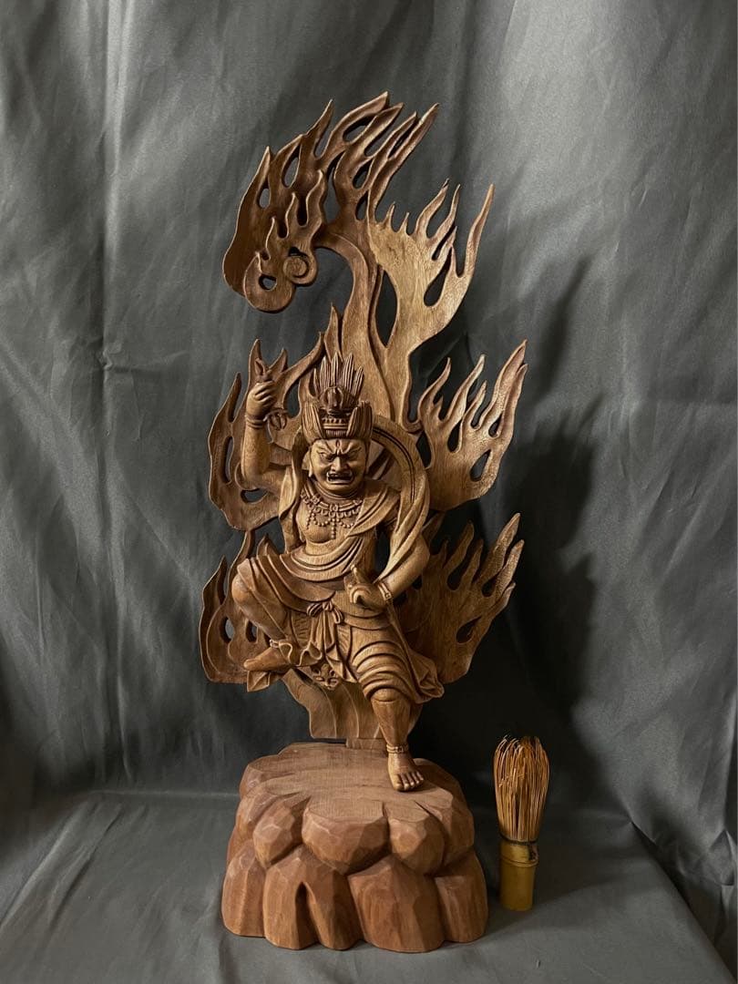 大型55cm 仏教工芸品　総楠製　井波彫刻　極上彫　木彫仏像　蔵王権限立像 Yahoo!オークション - 大型57cm仏教工芸品 総楠製 井波彫刻 極上彫 木