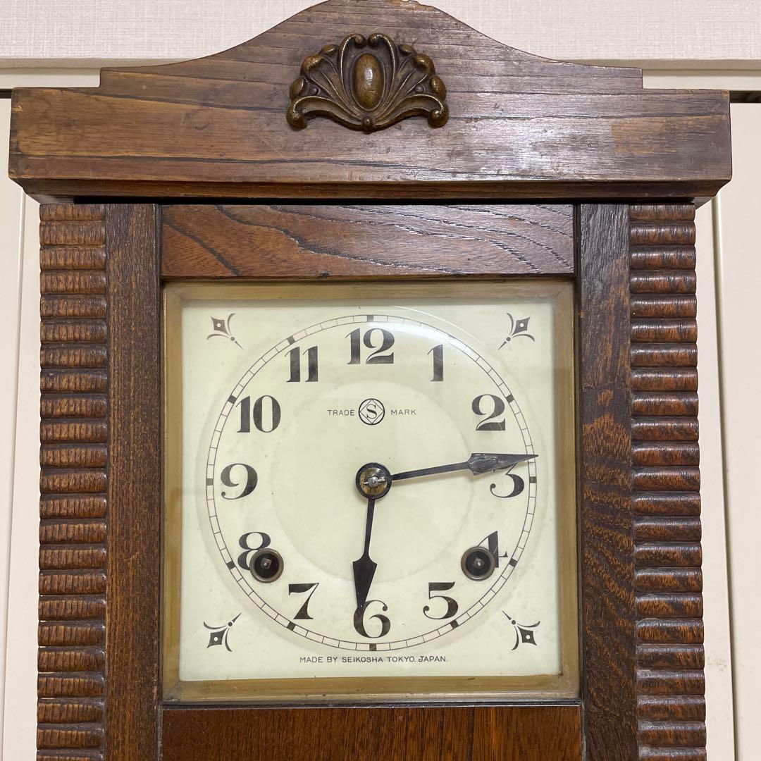 SEIKOSHA精工舎 機械式 ゼンマイ式振り子時計 ボンボン時計 スリゲル宮
