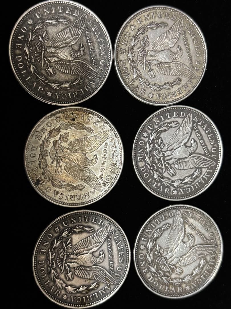 モルガン・ダラー 6枚セット 1921年 アメリカ1886年1ドル銀貨 モルガンダラー（美品上） - セキグチは1964