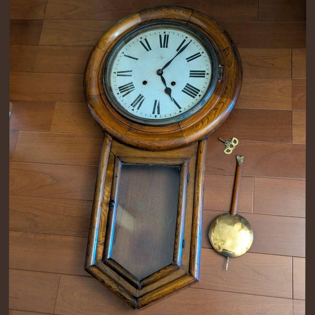 古時計 アンティーク掛時計 振り子時計 ゼンマイ時計 - メルカリ
