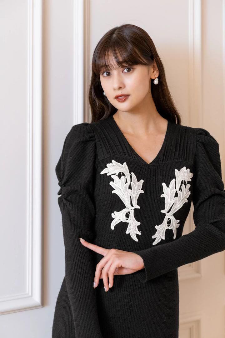 Her lip to】Lily Lace Knit Midi Dress - メルカリ