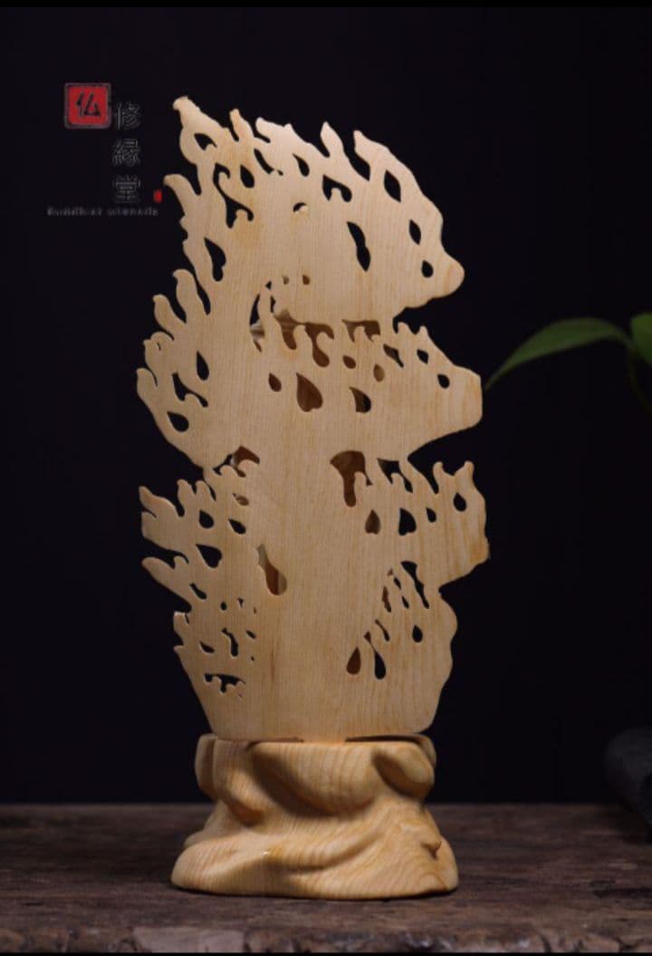 修縁堂】一刀彫 不動明王立像 木彫り 仏像 彫刻 仏教工芸品 天然木檜材