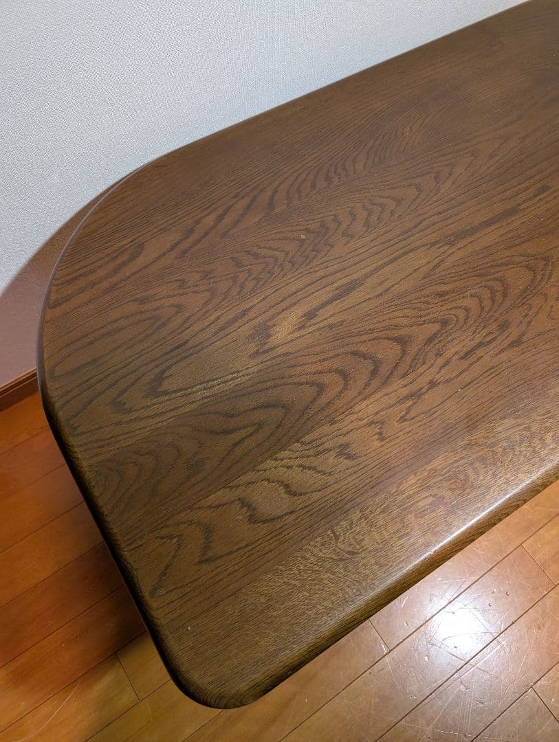 《送料込》カリモク 天然木ローテーブル デスク 引き出し付 ブラウン センター