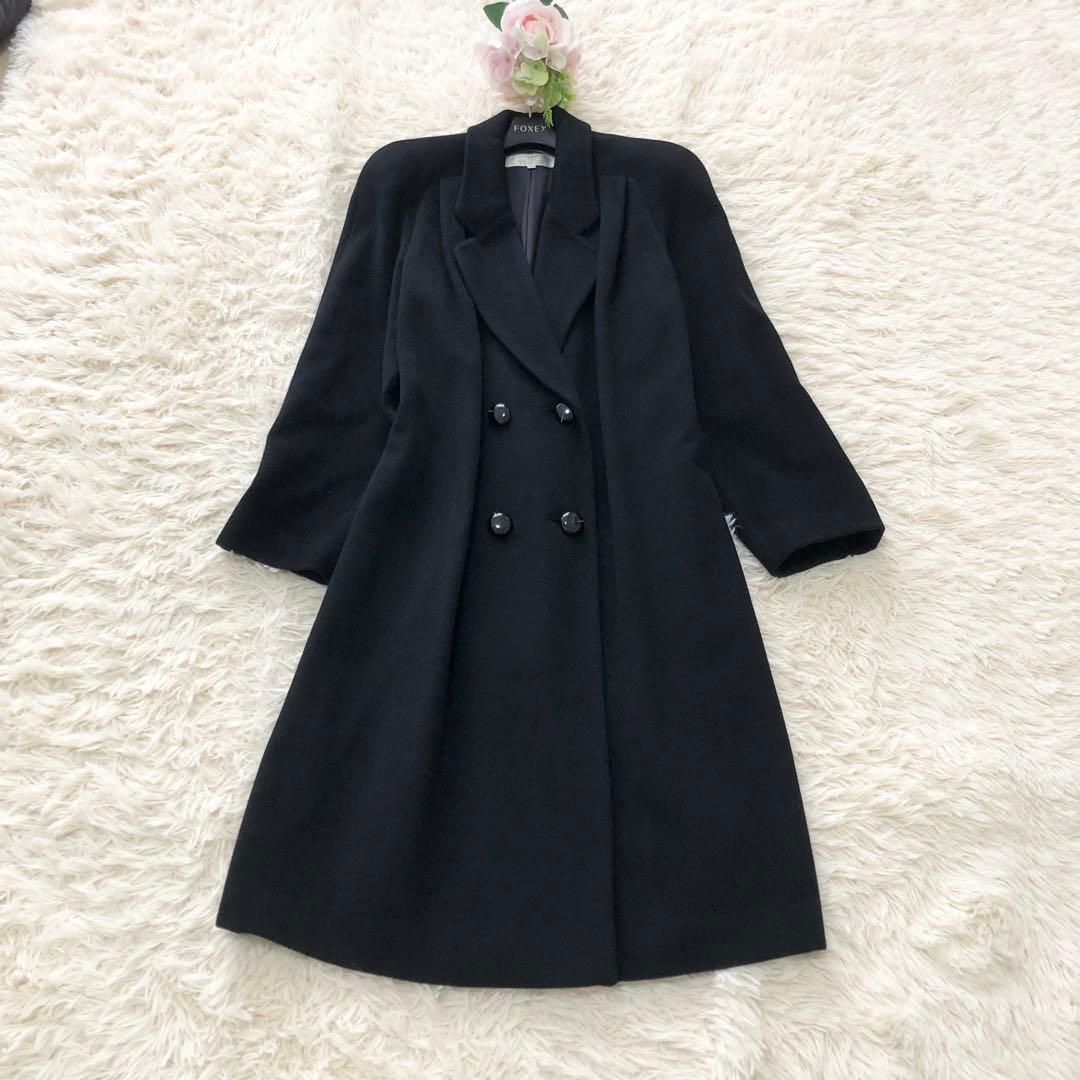 ウインドアーマー カシミヤ 100% ダブルチェスターコート ブラック L