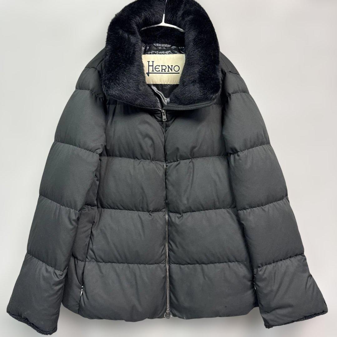 HERNO エコファーショート丈ダウンコート 42 ダウンジャケット