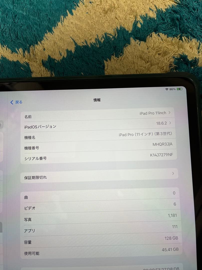 iPad Pro 11インチ 第3世代 M1 Wi-Fiモデル 128GB