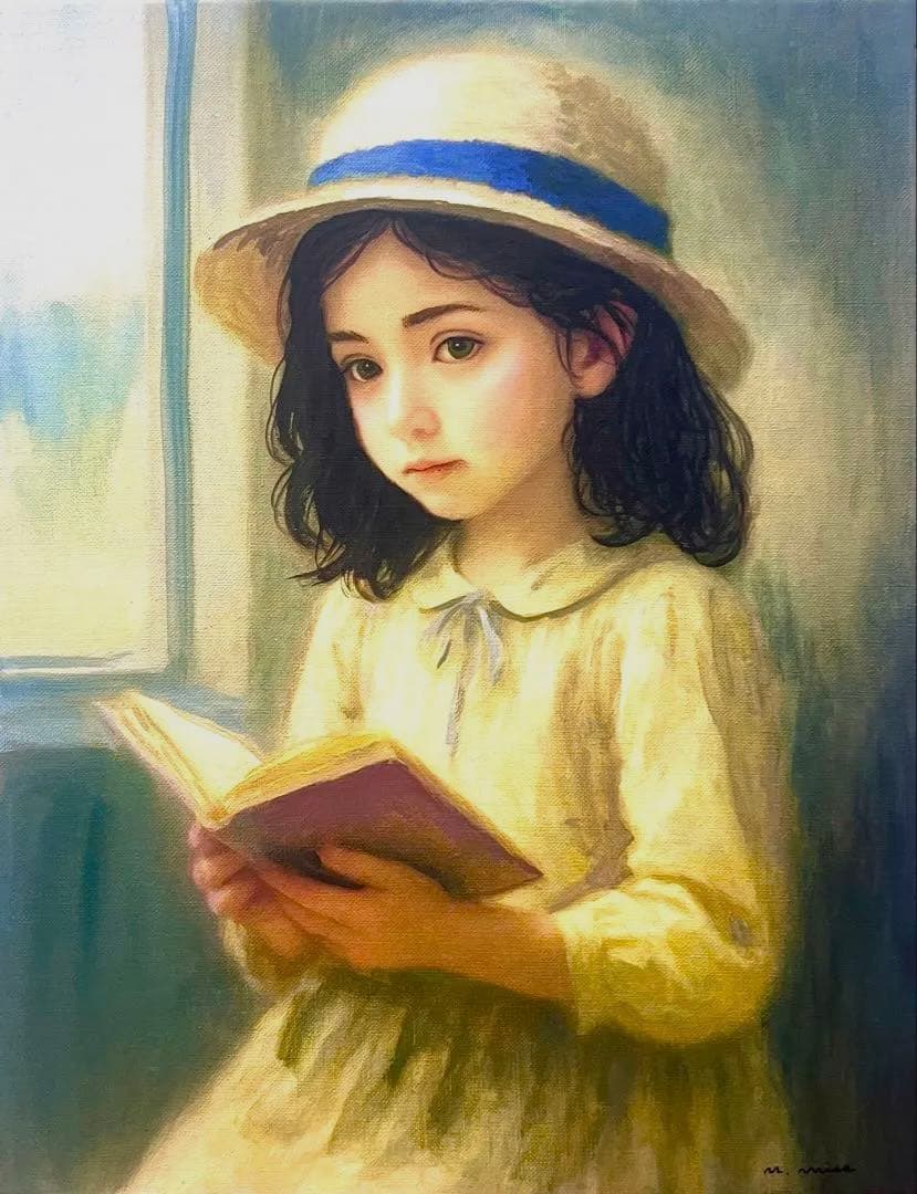 F6号)松永美沙【幸せなひととき】表サイン有/裏共シール有/真作/油彩