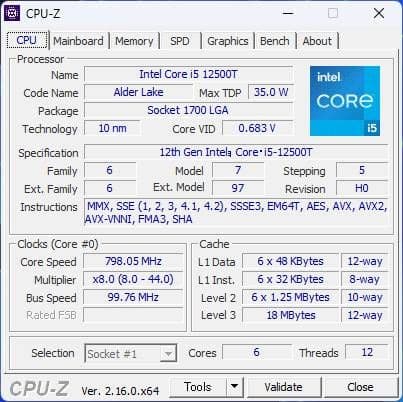 Intel Core i5 i5-12500T SRL5W ジャンク品