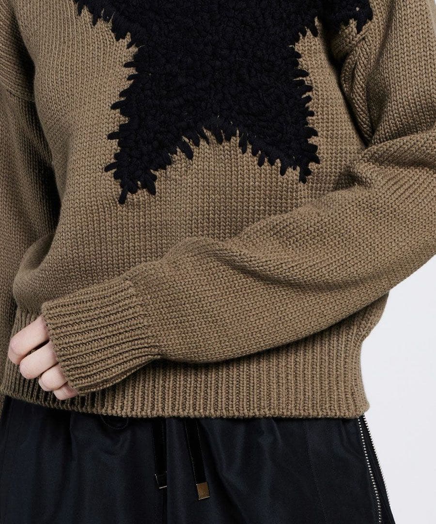 ダブルスタンダード スターモチーフニットセーター カーキ - メルカリ