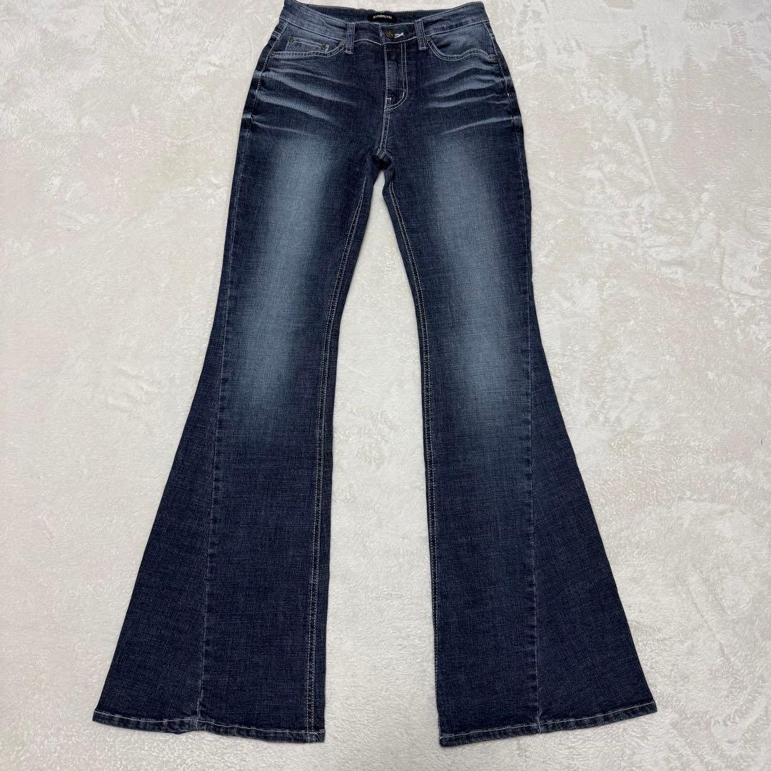 極美品　SYNERJYN シナジン　カットウォッシングデニムパンツ　フレア　M SYNERJYN (シナジン) - デニムパンツ | MUSINSA 公式