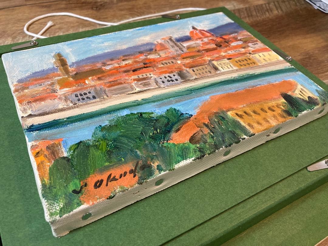 奥田省一　フィレンツェ　油絵　絵画　専用額縁付き