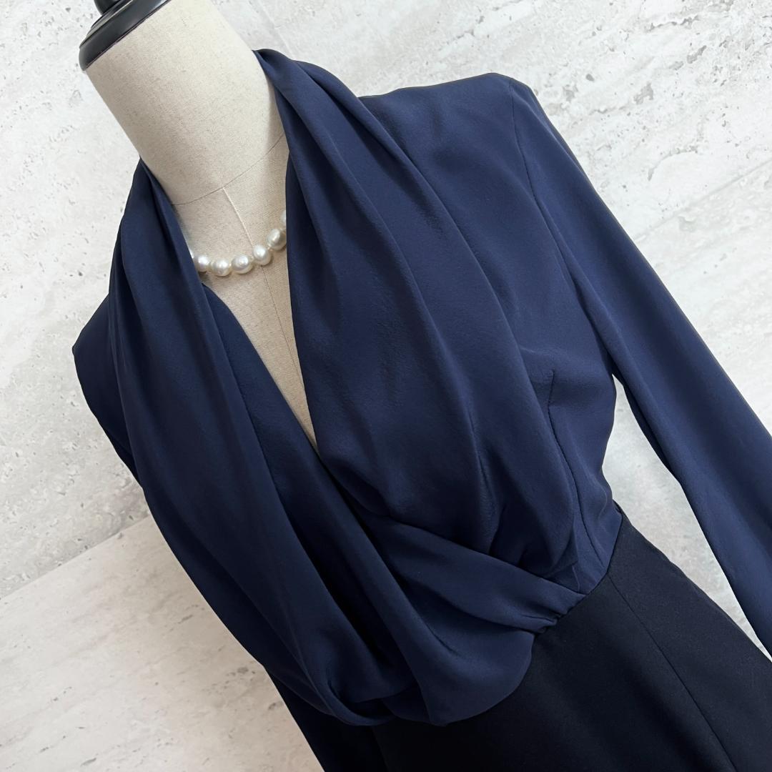 極美品☆KITON☆シルク☆ドレープ☆異素材☆濃紺☆ワンピース - メルカリ