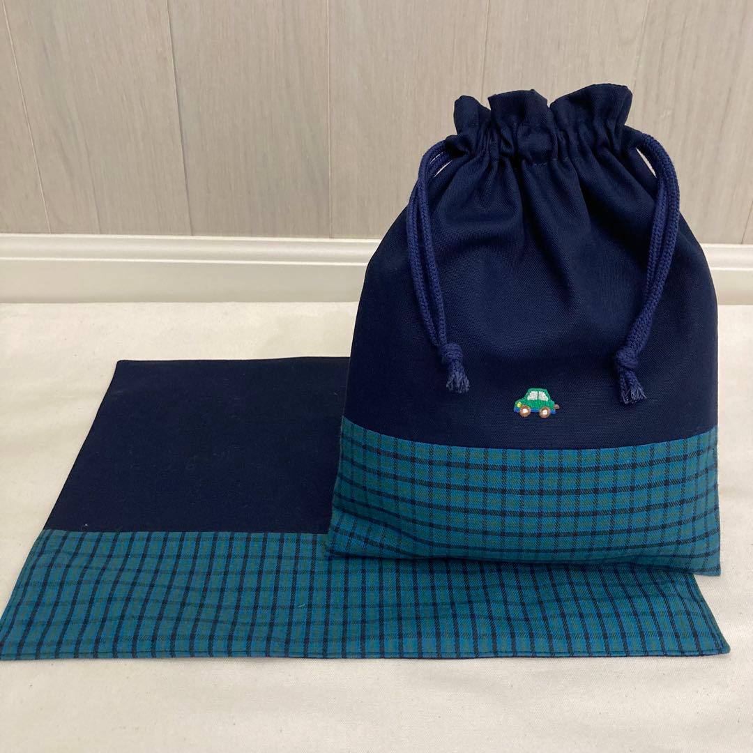 【現品限り】《ファミリアワッペン使用》通園通学グッズ　5点セット　チェック