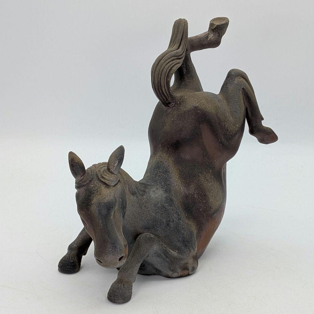 二代目小山一草 備前焼 窯変午置物 共箱 干支置物 午年 ウマ 細工物