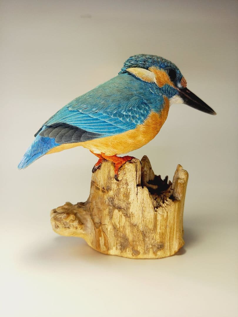 カワセミ 野鳥彫刻 バードカービング 木彫りの鳥 - メルカリ