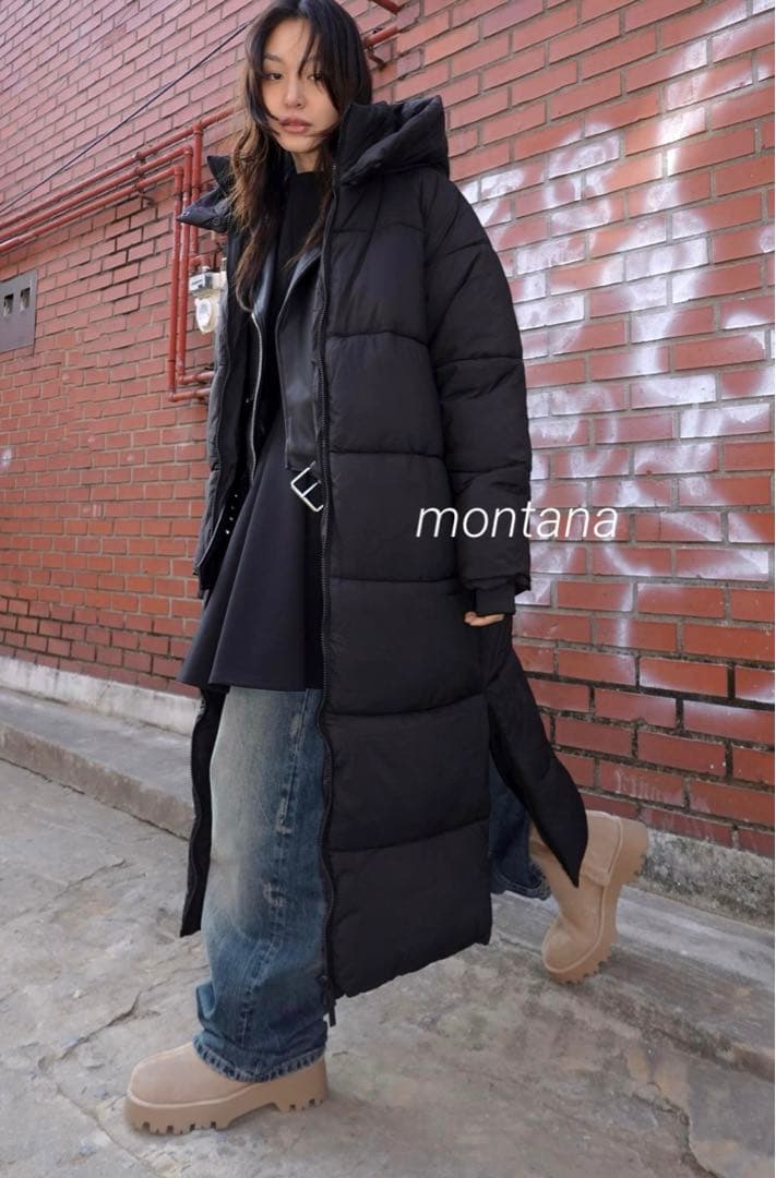 新品 2024aw ZARA 撥水 耐風 フード ロング ダウンコート S 黒 - メルカリ