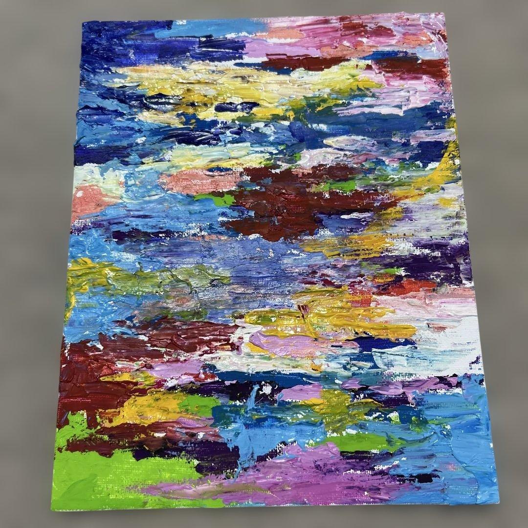 アクリル抽象画 多色厚塗り - メルカリ