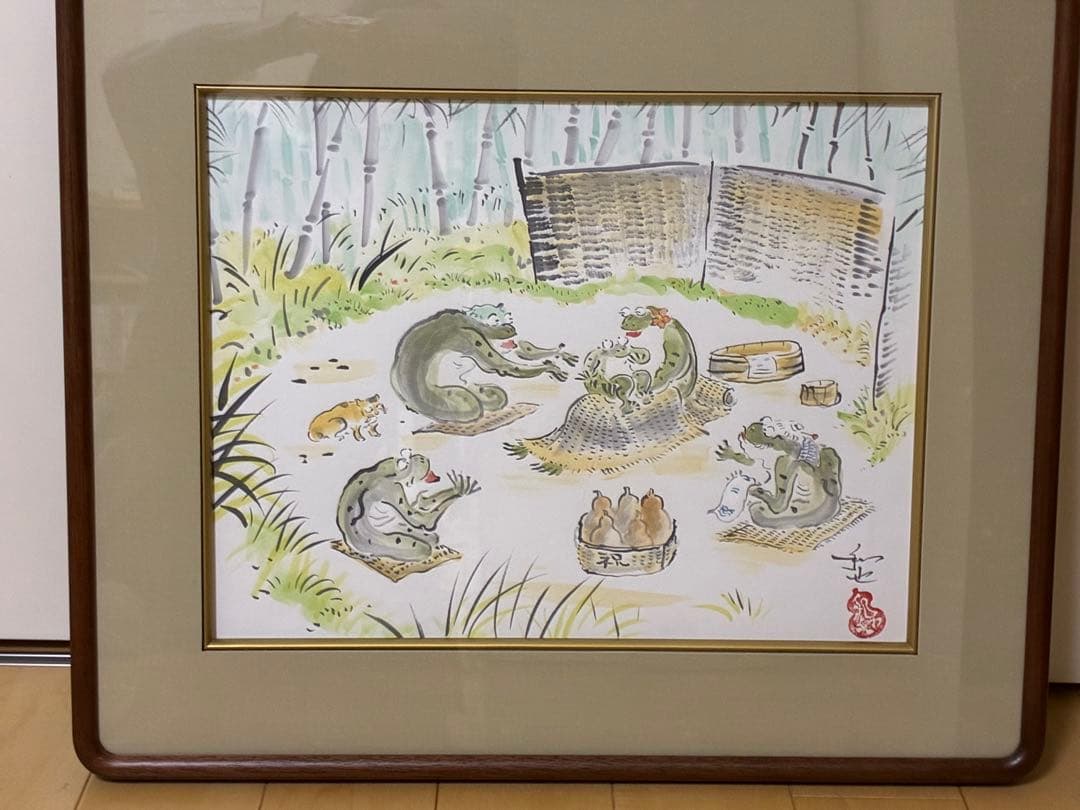 カエルの家族 日本画 ご誕生 開運画