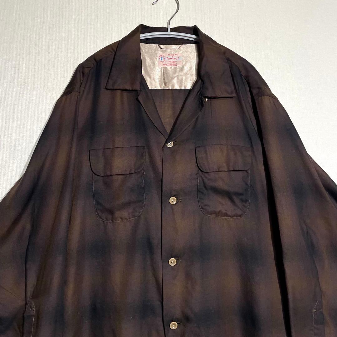 タウンクラフト オンブレ チェック シャツ ブラウン マルチカラー L TOWNCRAFT（タウンクラフト） 全2色 オンブレチェックシャツ レーヨン