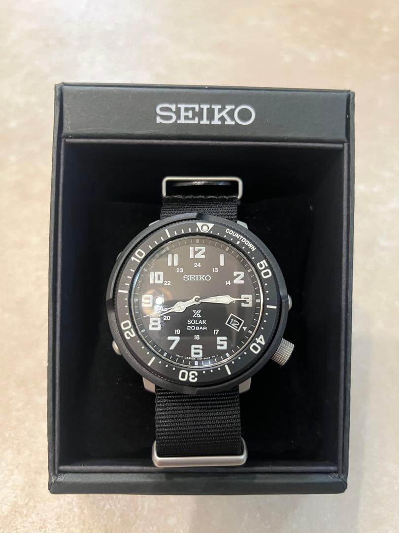 美品】 SEIKO プロスペックス ツナ缶 ソーラー SBDJ027 ブラック
