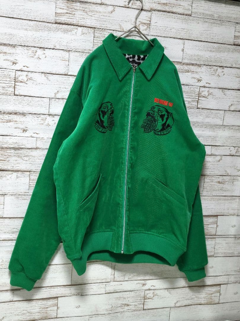 美品】ブラックアイパッチ 刺繍 コーデュロイジャケット 裏地ヒョウ柄