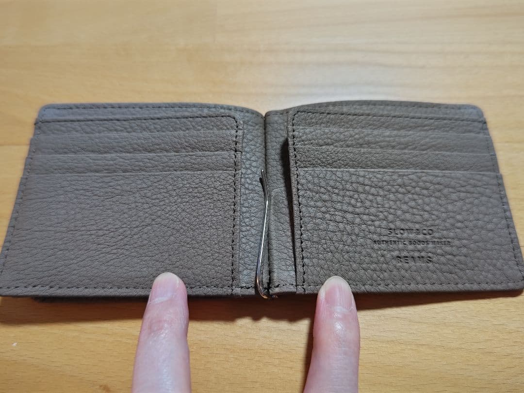 SLOW グレー レザー マネークリップ beams別注