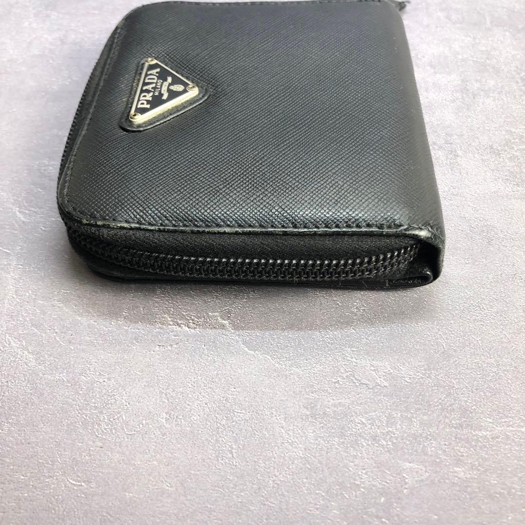 PRADA プラダ サフィアーノレザー 三角ロゴ コンパクトジップ 二つ折り