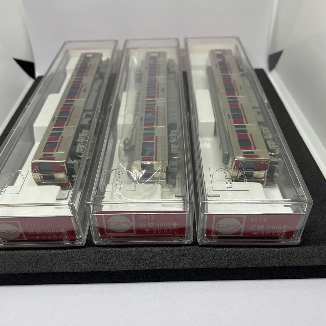 エンドウ 近鉄3000系ステンレスカ-3両ヘッドライト点灯[金属製美品