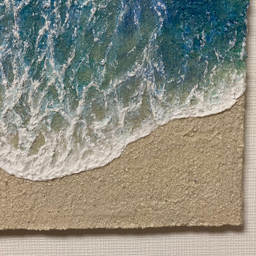 絵画 アクリル画 原画 海 波打ち際 渚 砂浜 テクスチャーアート F3