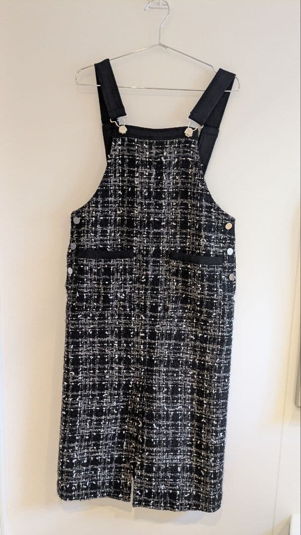 グレースコンチネンタル＊ジャンバースカート＊ロング丈　ツィード素材　ブラック系 ツイードタイトジャンパースカート / GRACE CONTINENTAL | GRACE