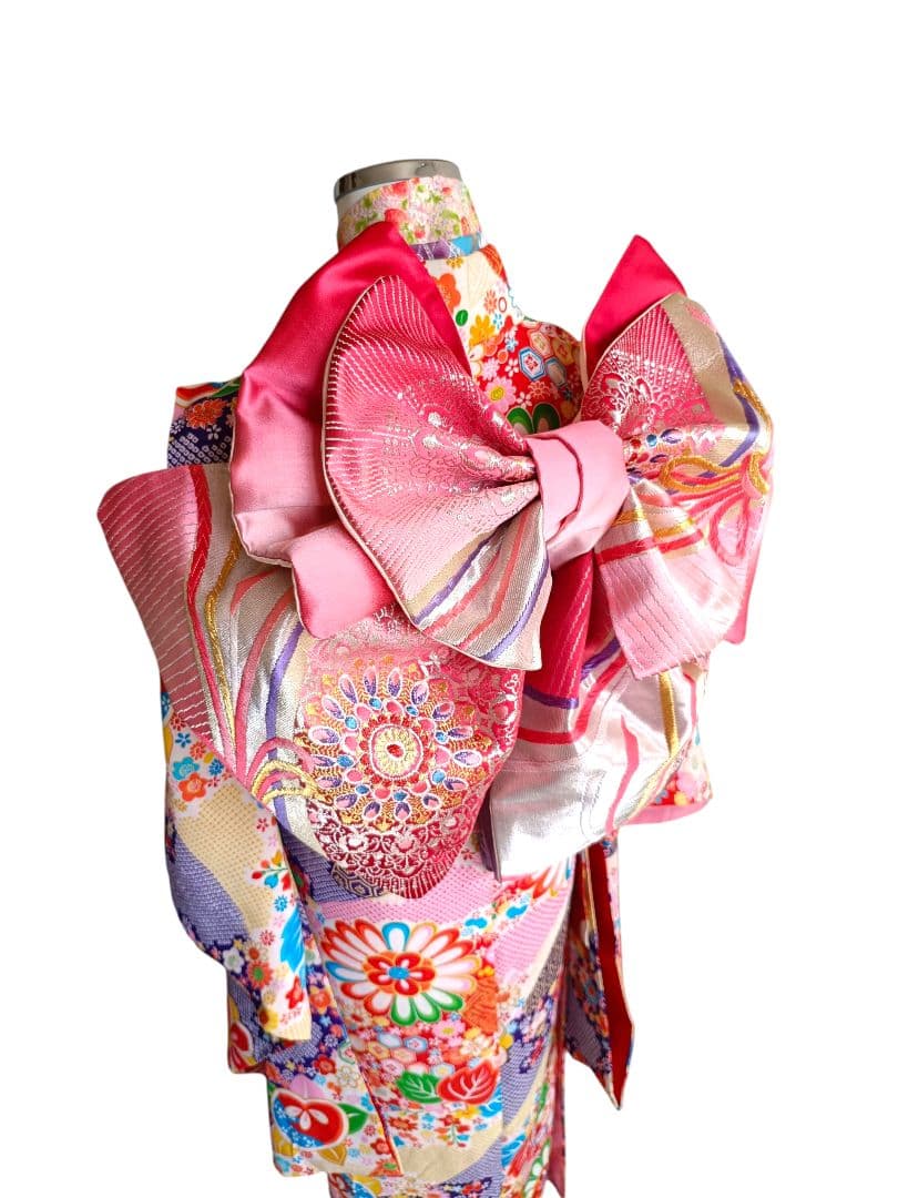 赤ピンクに華紋が可愛い作り帯☆子供、ジュニア、七五三 assort-7obi0001_1.jpg